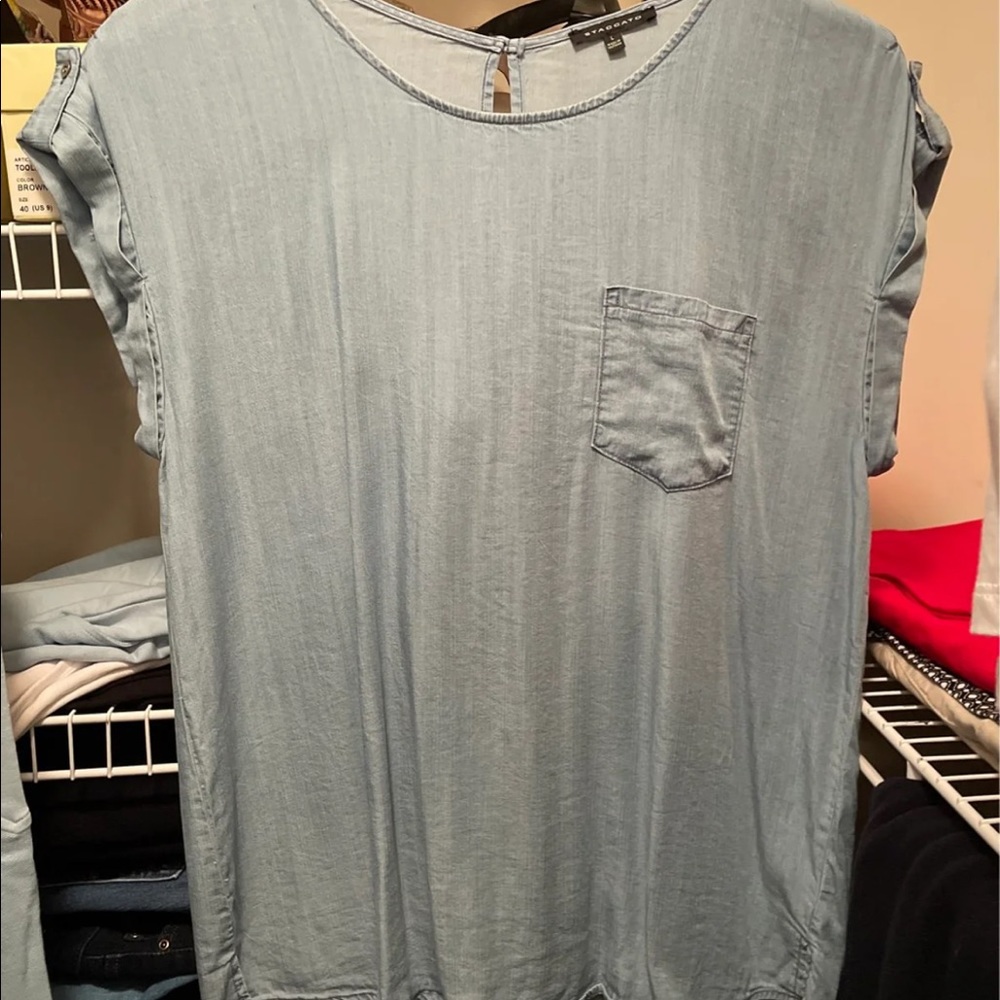 Chambray little number with button detail down the back. Staccato brand